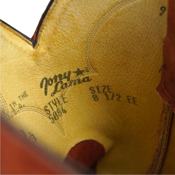 Vintage Tony Lama Leather Cowboy Boots Mens Sz 8.5 EE Brown Style 5084 USA Made - Picture 12 of 15